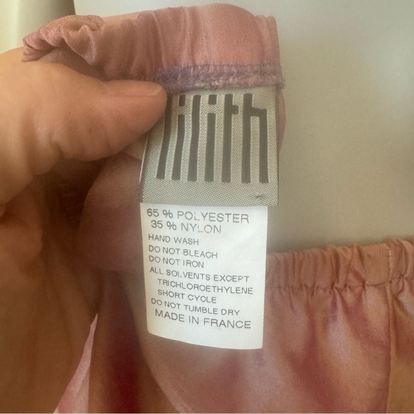 LILITH France Midi Skirt Iridescent Shimmer Rose Pink Pleated A-Line Size Large - Picture 2 of 16